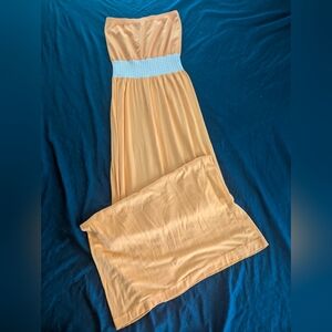 Aruba Blue Strapless Maxi Dress